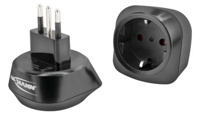 ANSMANN Reisadapter Italië - Schuko reisstekker met beschermingsklasse 1 & 2 - reisadapter voor reizen naar Italië, Albanië, Ethiopië, Chili, Syrië, Maldiven, San Marino enz.