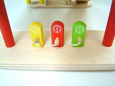 Pintoy houten garage + 3 houten autootjes