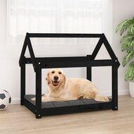VidaXL Hondenmand 81x60x70 cm massief grenenhout zwart - thumbnail