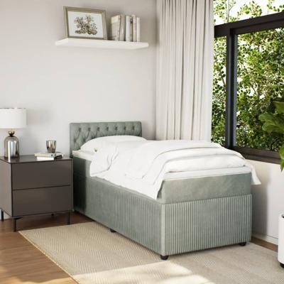 Boxspring met matras fluweel lichtgrijs 90x190 cm - thumbnail