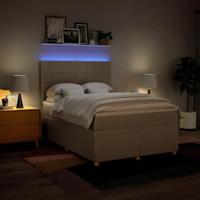 Boxspring met matras stof crèmekleurig 140x200 cm - thumbnail
