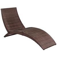 Ligbed met kussen inklapbaar poly rattan bruin - thumbnail