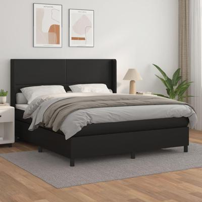 Boxspring met matras kunstleer zwart 180x200 cm