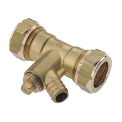 Bonfix knelkoppeling - Rechte koppeling met aftapgelegenheid - 22mm x 22mm - Messing