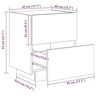 Nachtkastje met LED-verlichting bewerkt hout zwart