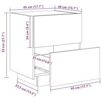Nachtkastje met LED-verlichting bewerkt hout zwart - thumbnail