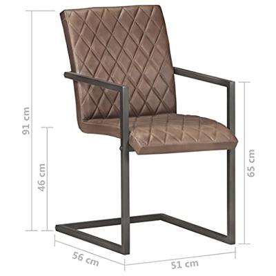 Eetkamerstoelen 2 st echt leer bruin - thumbnail