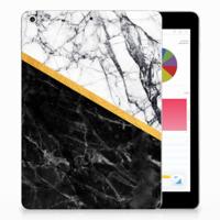 Apple iPad 9.7 2018 | 2017 Tablet Back Cover Marmer Wit Zwart - Origineel Cadeau Man - thumbnail