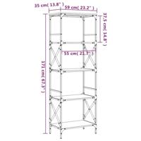 Boekenkast 5-laags 59x35x171 cm bewerkt hout grijs sonoma eiken - thumbnail