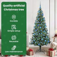 VidaXL Kunstmatig voorverlicht kerstboom groen 180 cm pvc en metaal - thumbnail