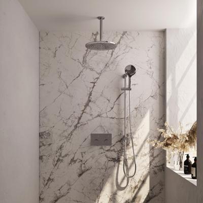 Brauer Chrome Carving Thermostatische Regendoucheset Inbouw - Hoofddouche 30 cm - Met Drukknoppen - Handdouche 3 Standen - Doucheslang - Geintegreerde Glijstang - Chroom