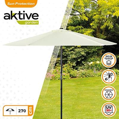Parasol Aktive Crème Aluminium Staal 270 cm
