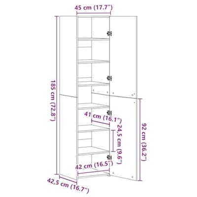 Hoge kast 2 pcs Zwart Eiken 45 x 42,5 x 185 cm