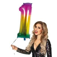 Folieballon Regenboog Cijfer 1 (86cm) - thumbnail