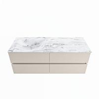 MONDIAZ VICA-DLUX 130cm badmeubel onderkast Linen 4 lades. Inbouw wastafel CLOUD links zonder kraangat, kleur Glace. - thumbnail