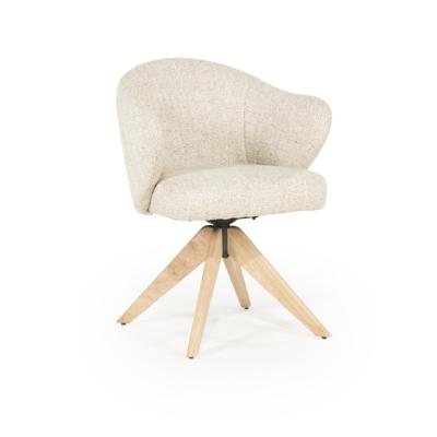 Eleonora Draaibare Eetkamerstoel 'Connor' Eiken onderstel, kleur Beige Eleonora Draaibare Eetkamerstoel 'Connor' Eiken onderstel, kleur Beige