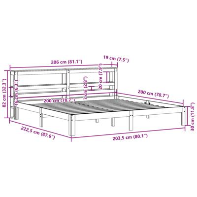Bedframe met hoofdbord massief grenenhout 200x200 cm - thumbnail