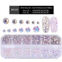 Nagel flat-back AB Crystal Strass 3D Charm Gems DIY manicure Nail Art decoraties (02) - thumbnail