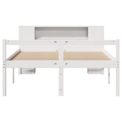Bed met boekenkast zonder matras grenenhout wit 135x190 cm
