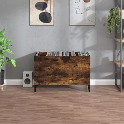 Platenkast 74,5x38x48 cm bewerkt hout gerookt eikenkleurig - thumbnail