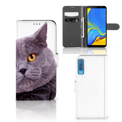 Samsung Galaxy A7 (2018) | Telefoonhoesje | Met pasjeshouder | Kat Samsung Galaxy A7 (2018) | Telefoonhoesje | Met pasjeshouder | Kat