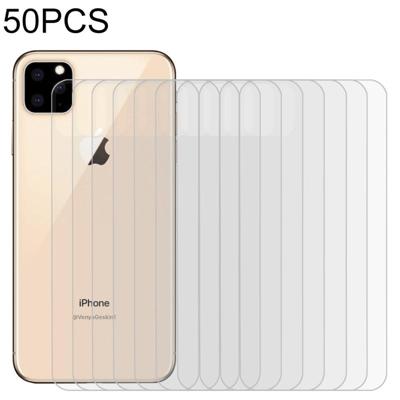 50 stuks voor iPhone 11 Pro Max 9H 2.5 D half-scherm transparante mobiele telefoon gehard glas film terug film
