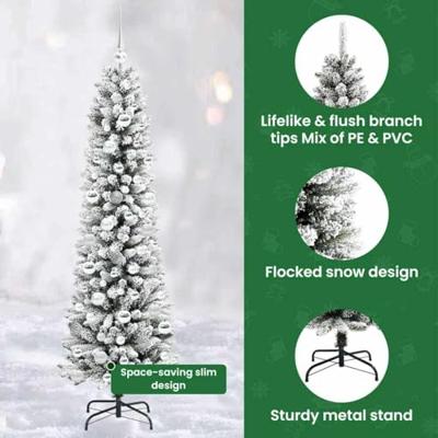 Kunstkerstboom met 300 LED Wit 180 cm PVC en Metaal en Plastic