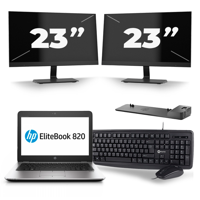 HP EliteBook 820 G4 - Intel Core i5-7e Generatie - 12 inch - 8GB RAM - 256GB SSD - Windows 11 + 2x 23 inch Monitor - thumbnail
