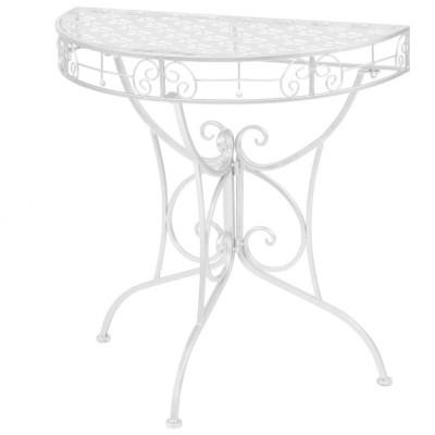 Bijzettafel vintage stijl half rond 72x36x74 cm metaal zilver - thumbnail