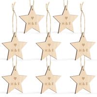 Houten kersthanger met naam graveren - Ster - 8 stuks - thumbnail