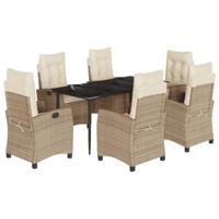 7-delige Tuinset met kussens poly rattan beige - thumbnail
