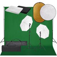Fotostudioset met verlichtingsset, achtergrond en reflector - thumbnail