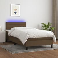 Boxspring met matras en LED stof donkerbruin 80x200 cm - thumbnail