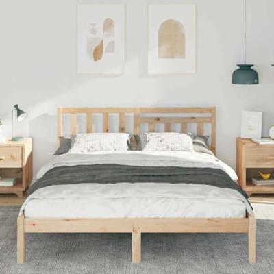 Bedframe met hoofdeinde Bruin 150 x 200 cm Massief grenenhout Bedframe met hoofdeinde Bruin 150 x 200 cm Massief grenenhout