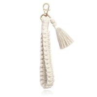 Deja Jewels Macramé Gevlochten Sleutelhanger - Wit - thumbnail