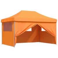 Partytent inklapbaar pop-up met 4 zijwanden oranje - thumbnail
