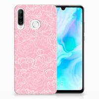 Huawei P30 Lite | TPU Case | White Flowers - thumbnail