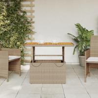 Tuintafel 90x55x71 cm poly rattan en acaciahout beige - thumbnail