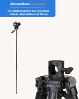 MOJOGEAR 167cm 3-in-1 statief: driepoot, monopod & horizontale arm - thumbnail