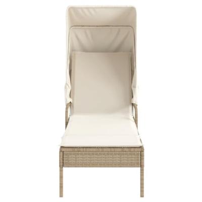 Ligbed met luifel en tafel poly rattan beige Ligbed met luifel en tafel poly rattan beige