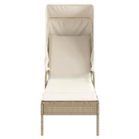 Ligbed met luifel en tafel poly rattan beige - thumbnail