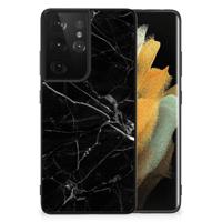 Samsung Galaxy S21 Ultra Marmeren Print Telefoonhoesje Marmer Zwart - Origineel Cadeau Vader - thumbnail
