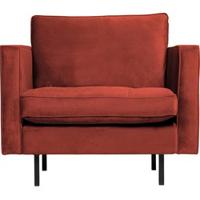 WOOOD Fauteuil 'Rodeo' Classic, Velvet, kleur Chestnut - thumbnail