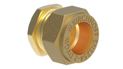 Kirchhoff Messing eindstuk, blank, 15 mm, klemfitting voor koperen buis - 989459217