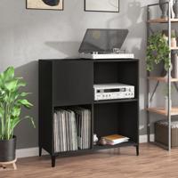 Platenkast 84,5x38x89 cm bewerkt hout zwart - thumbnail