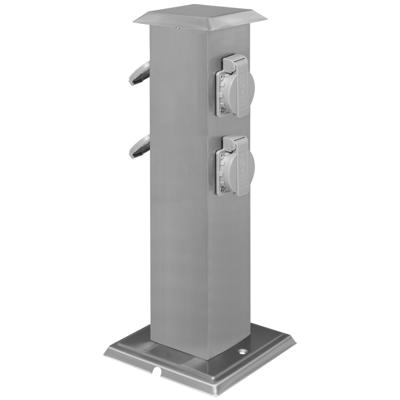 Tuinstopcontact RVS zuil 4 stopcontacten 400166-002
