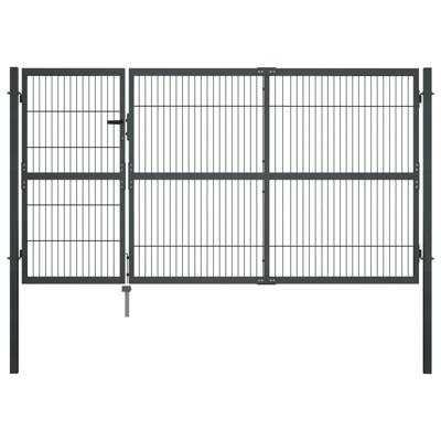 Poort met palen 350x140 cm staal antraciet