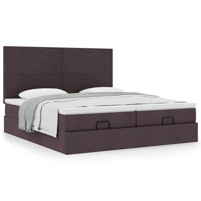 Ottoman bed met matrassen 200x200cm stof donkerbruin