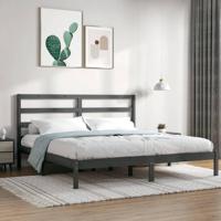 Bedframe massief grenenhout grijs 200x200 cm - thumbnail