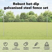 VidaXL Afrasteringspaal 22 pcs zilver 160 cm staal - thumbnail